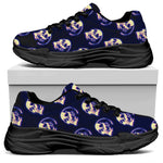 Trippy Skull Pattern Print Black Chunky Shoes