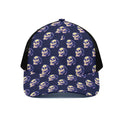 Trippy Skull Pattern Print Black Mesh Trucker Hat