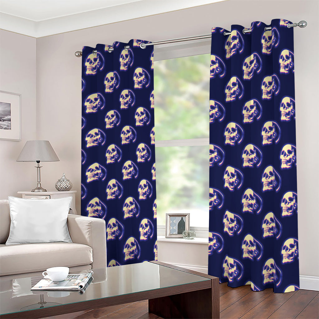 Trippy Skull Pattern Print Blackout Grommet Curtains
