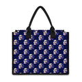 Trippy Skull Pattern Print Canvas Tote Bag