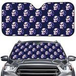 Trippy Skull Pattern Print Car Windshield Sun Shade