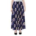 Trippy Skull Pattern Print Chiffon Maxi Skirt