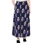 Trippy Skull Pattern Print Chiffon Maxi Skirt