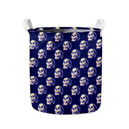 Trippy Skull Pattern Print Collapsible Laundry Basket