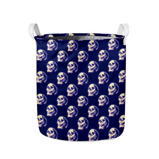 Trippy Skull Pattern Print Collapsible Laundry Basket