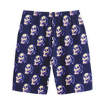 Trippy Skull Pattern Print Cotton Shorts