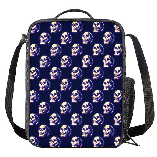 Trippy Skull Pattern Print Crossbody Lunch Bag