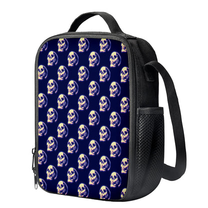 Trippy Skull Pattern Print Crossbody Lunch Bag