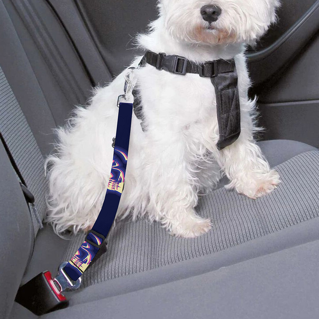 Trippy Skull Pattern Print Dog Seat Belt