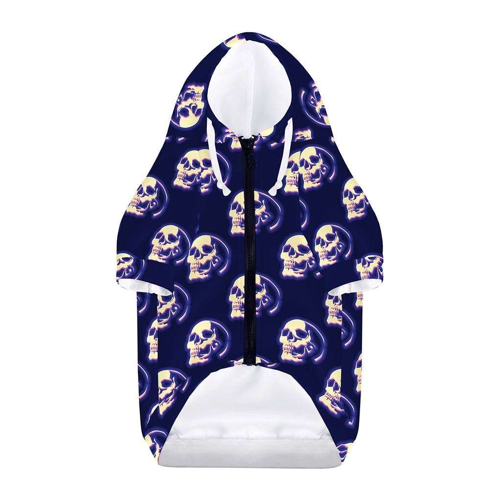 Trippy Skull Pattern Print Dog Zip Up Hoodie