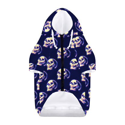Trippy Skull Pattern Print Dog Zip Up Hoodie