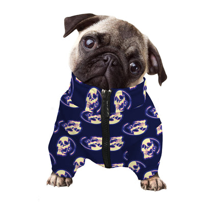 Trippy Skull Pattern Print Dog Zip Up Jacket