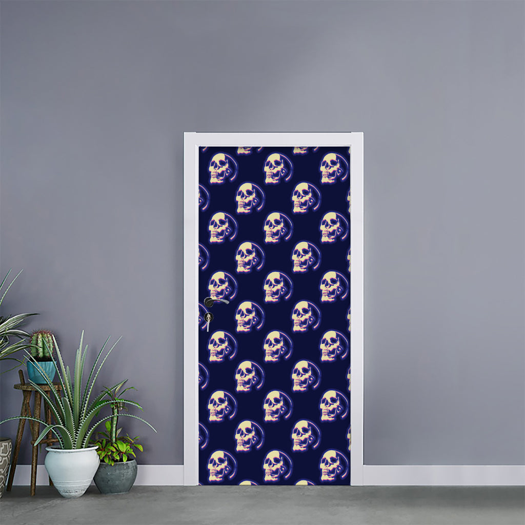 Trippy Skull Pattern Print Door Sticker