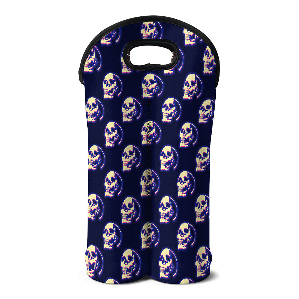 Trippy Skull Pattern Print Double Neoprene Wine Tote