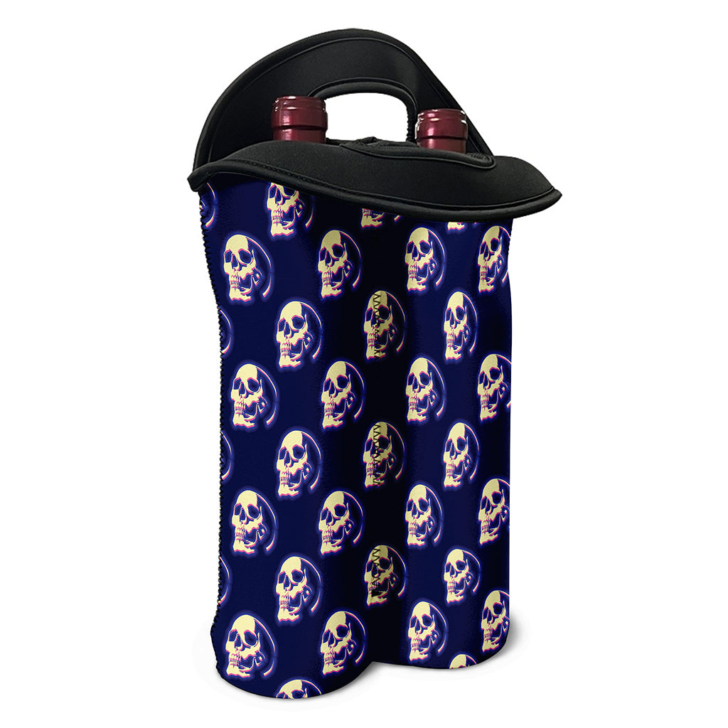 Trippy Skull Pattern Print Double Neoprene Wine Tote