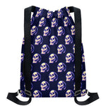 Trippy Skull Pattern Print Drawstring Backpack