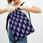 Trippy Skull Pattern Print Drawstring Backpack