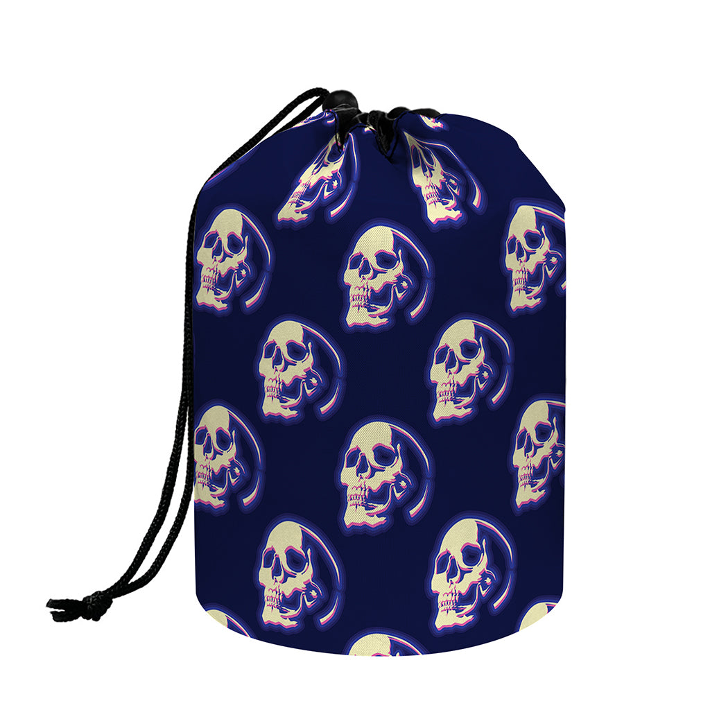 Trippy Skull Pattern Print Drawstring Makeup Bag
