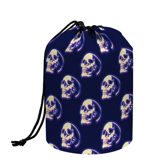 Trippy Skull Pattern Print Drawstring Makeup Bag