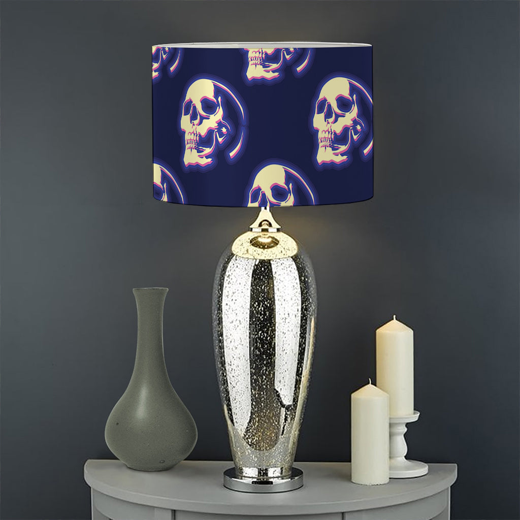 Trippy Skull Pattern Print Drum Lamp Shade