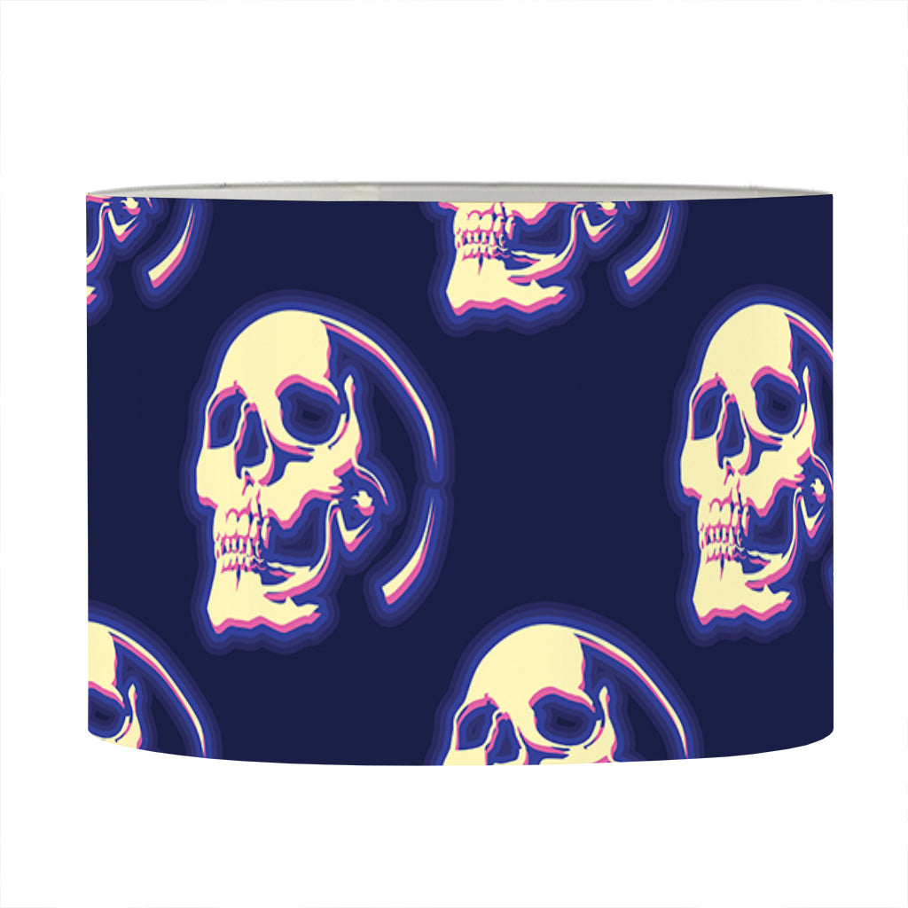 Trippy Skull Pattern Print Drum Lamp Shade