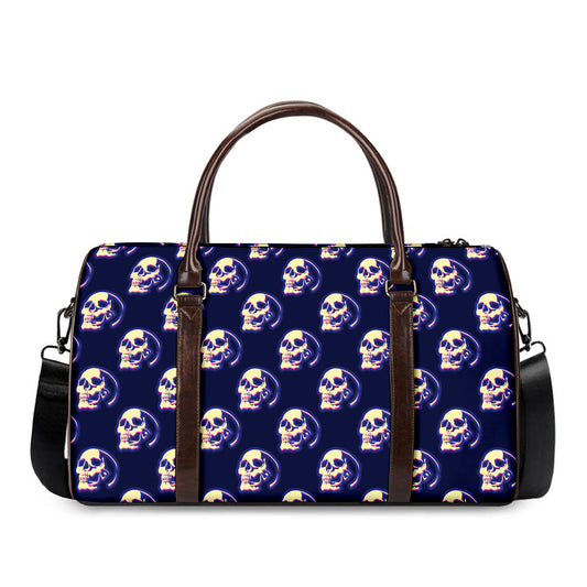 Trippy Skull Pattern Print Duffle Bag