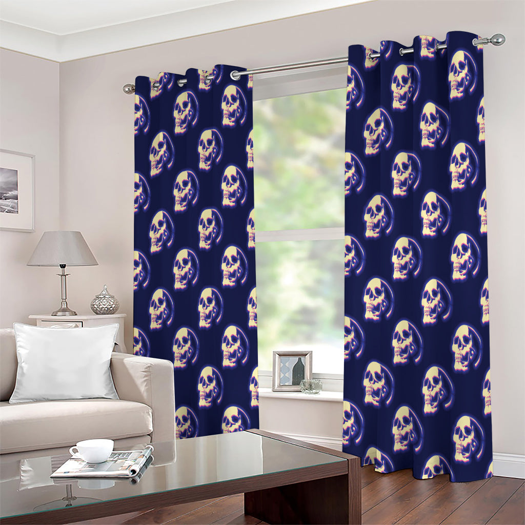 Trippy Skull Pattern Print Extra Wide Grommet Curtains