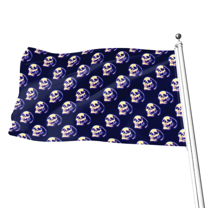 Trippy Skull Pattern Print Flag