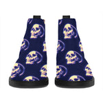 Trippy Skull Pattern Print Flat Ankle Boots