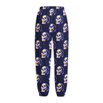 Trippy Skull Pattern Print Fleece Lined Knit Pants