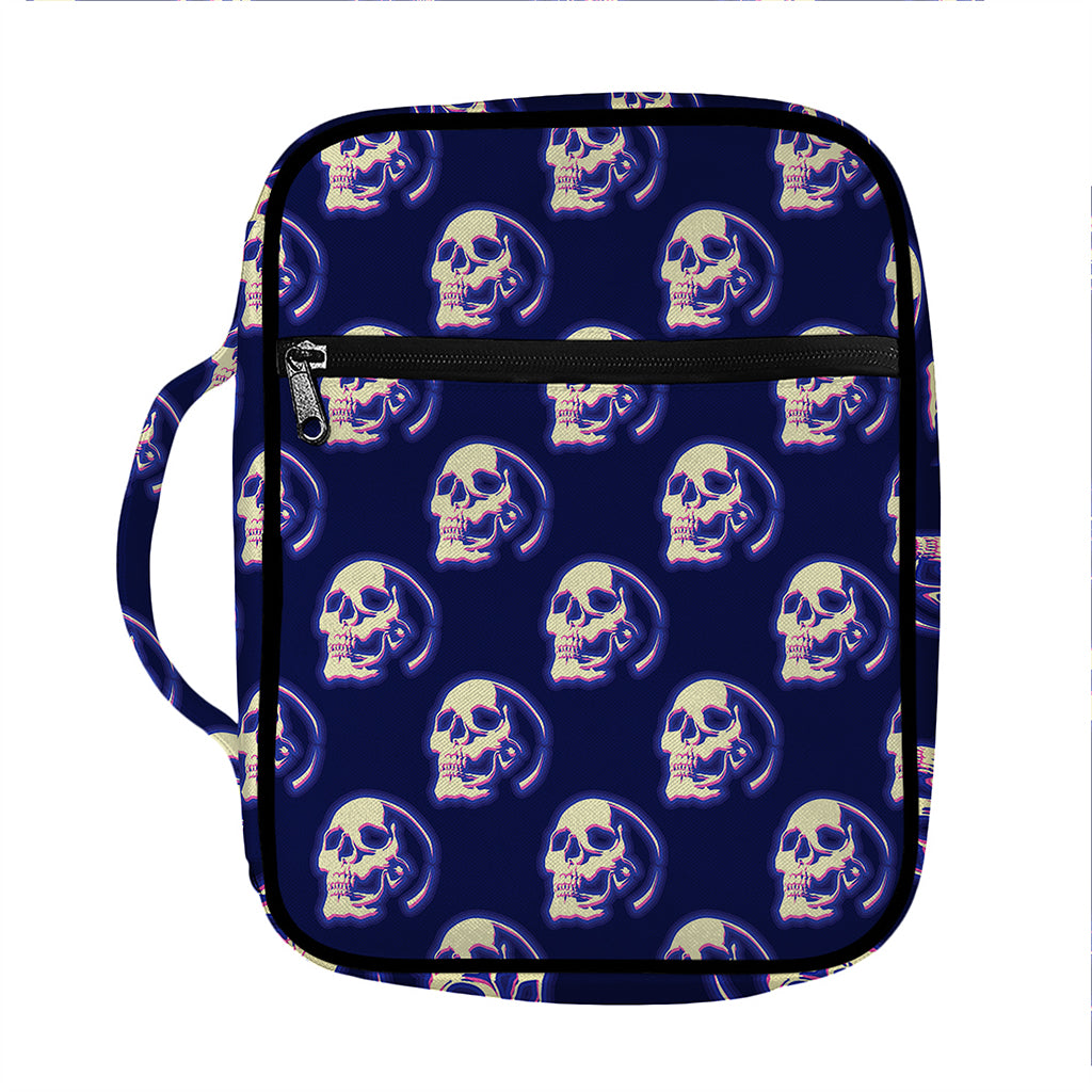 Trippy Skull Pattern Print Front Pocket Bible Bag