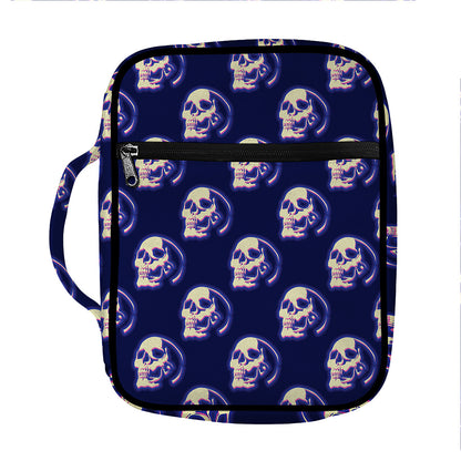 Trippy Skull Pattern Print Front Pocket Bible Bag