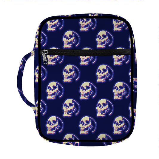 Trippy Skull Pattern Print Front Pocket Bible Bag