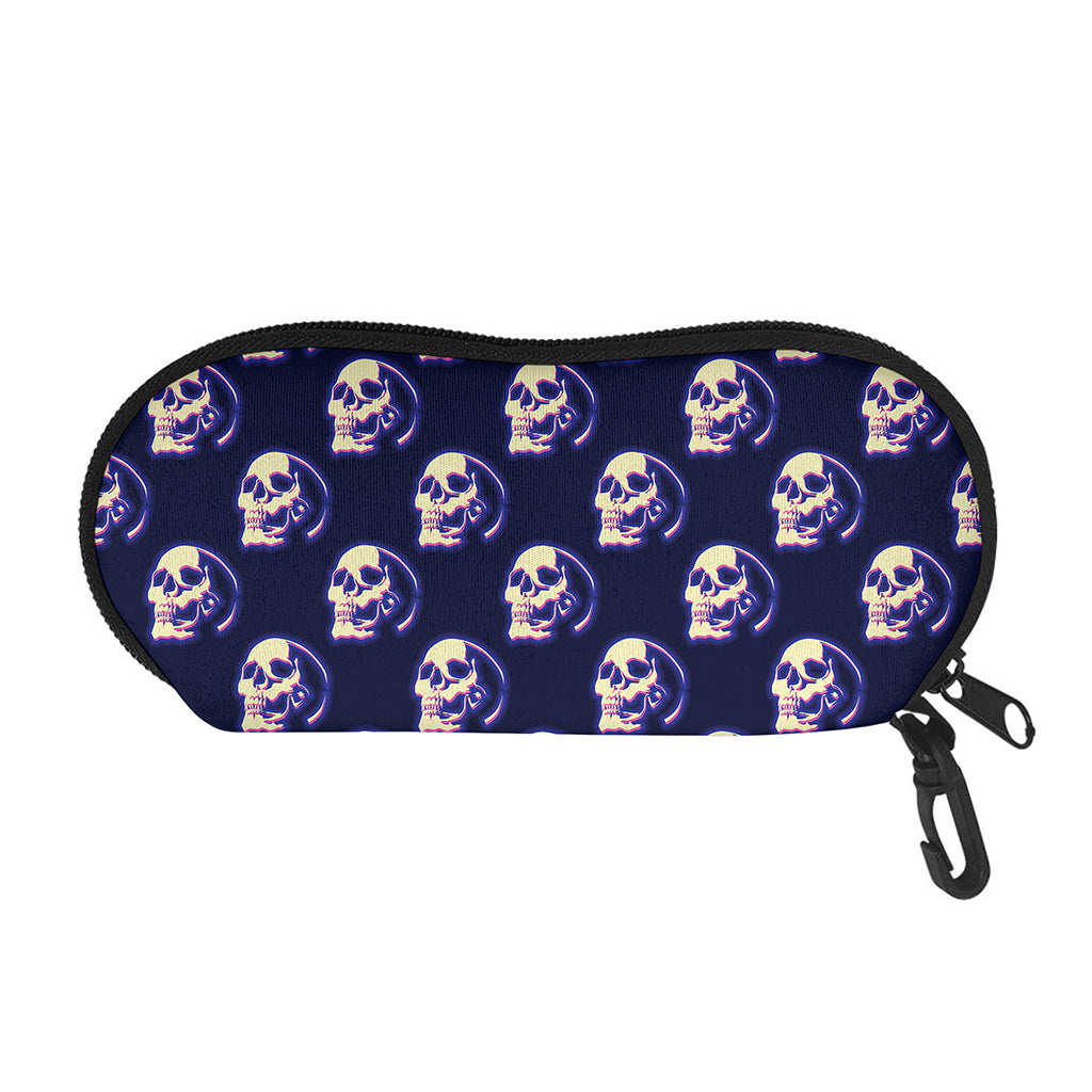 Trippy Skull Pattern Print Glasses Case