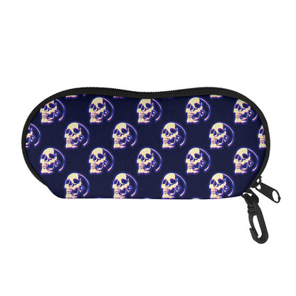 Trippy Skull Pattern Print Glasses Case