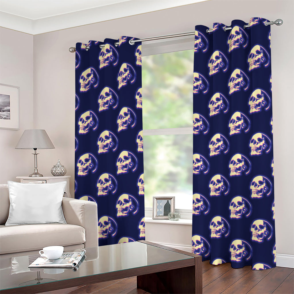 Trippy Skull Pattern Print Grommet Curtains