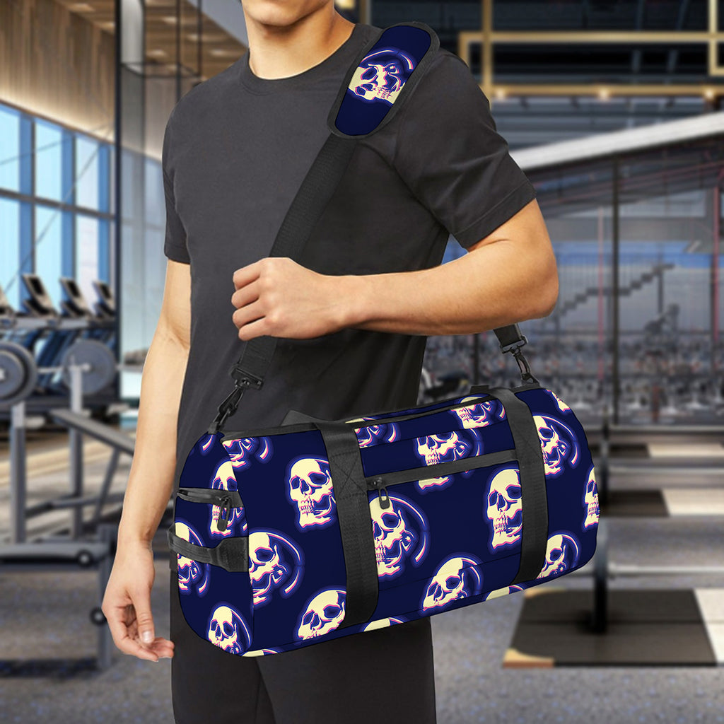 Trippy Skull Pattern Print Gym Bag