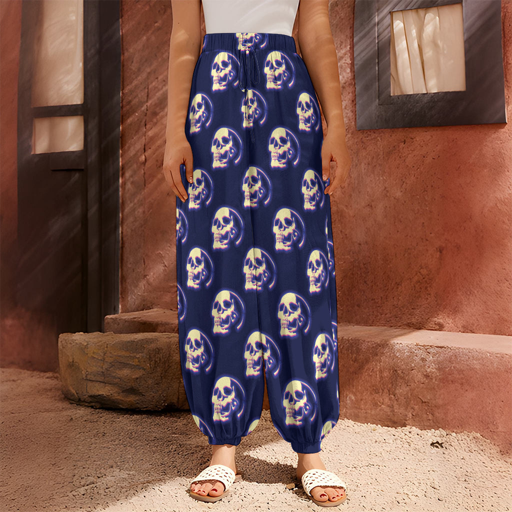 Trippy Skull Pattern Print Harem Pants