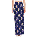 Trippy Skull Pattern Print High Slit Maxi Skirt