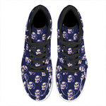 Trippy Skull Pattern Print High Top Leather Sneakers