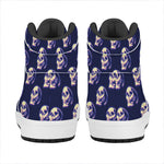 Trippy Skull Pattern Print High Top Leather Sneakers