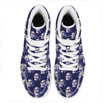 Trippy Skull Pattern Print High Top Leather Sneakers