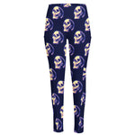 Trippy Skull Pattern Print High-Waisted Pocket Leggings