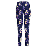 Trippy Skull Pattern Print High-Waisted Pocket Leggings