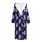 Trippy Skull Pattern Print Hooded Bathrobe
