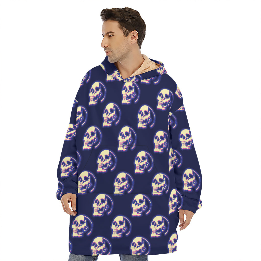 Trippy Skull Pattern Print Hoodie Blanket
