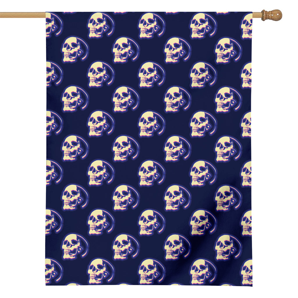 Trippy Skull Pattern Print House Flag