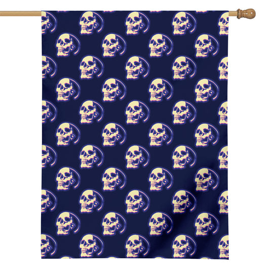 Trippy Skull Pattern Print House Flag