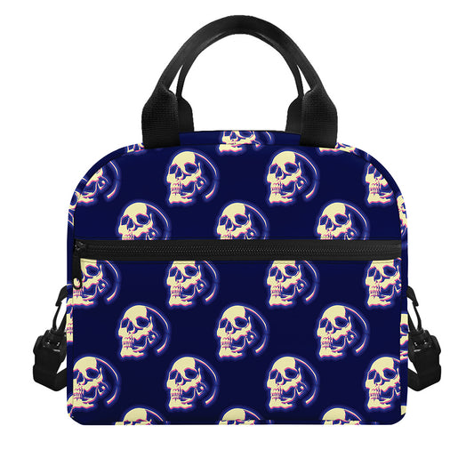 Trippy Skull Pattern Print Insulated Lunch Bag