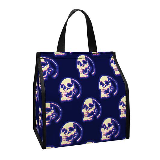 Trippy Skull Pattern Print Insulated Lunch Tote